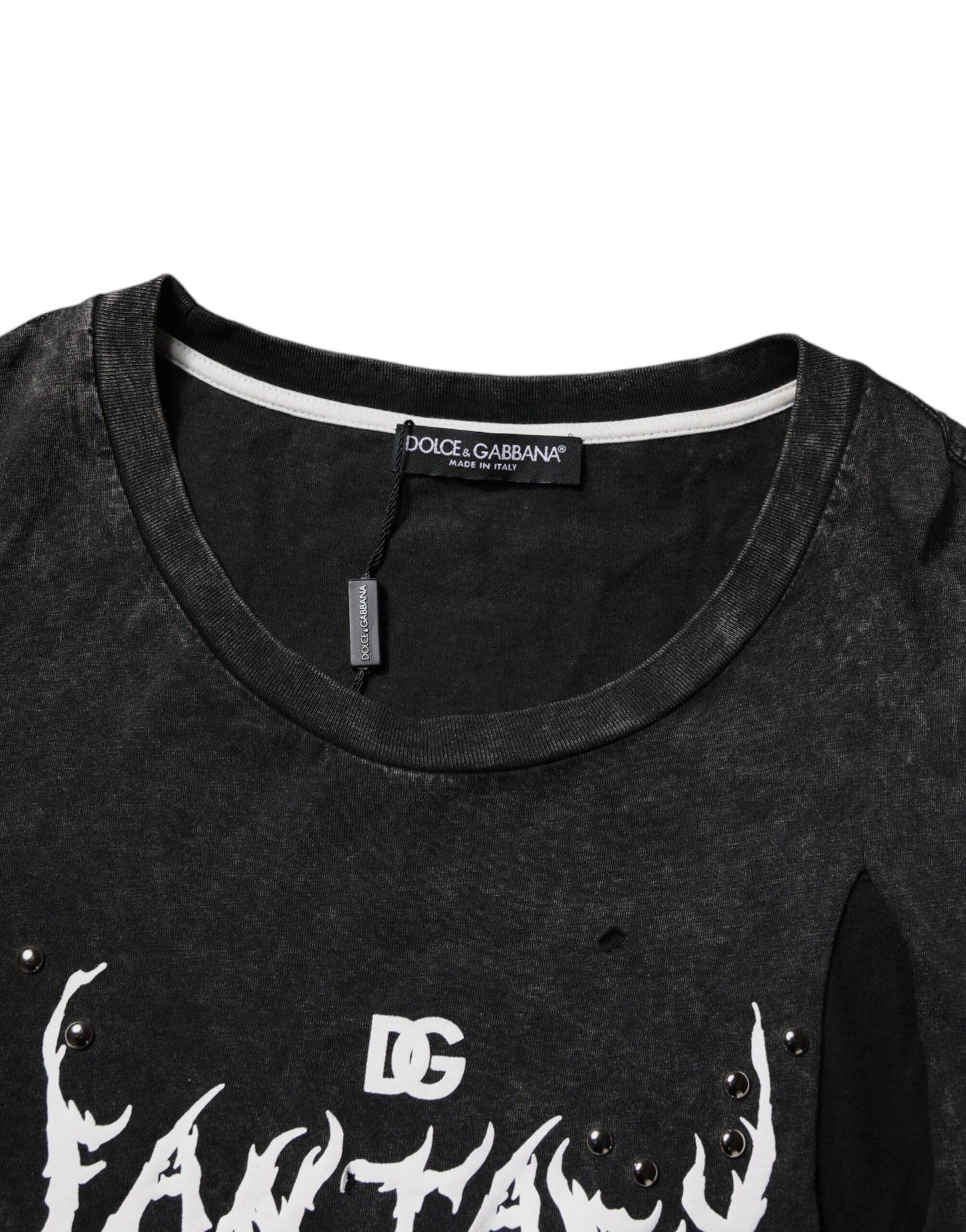 Dolce & Gabbana svart grafisk trykk bomulls-T-skjorte med rund hals