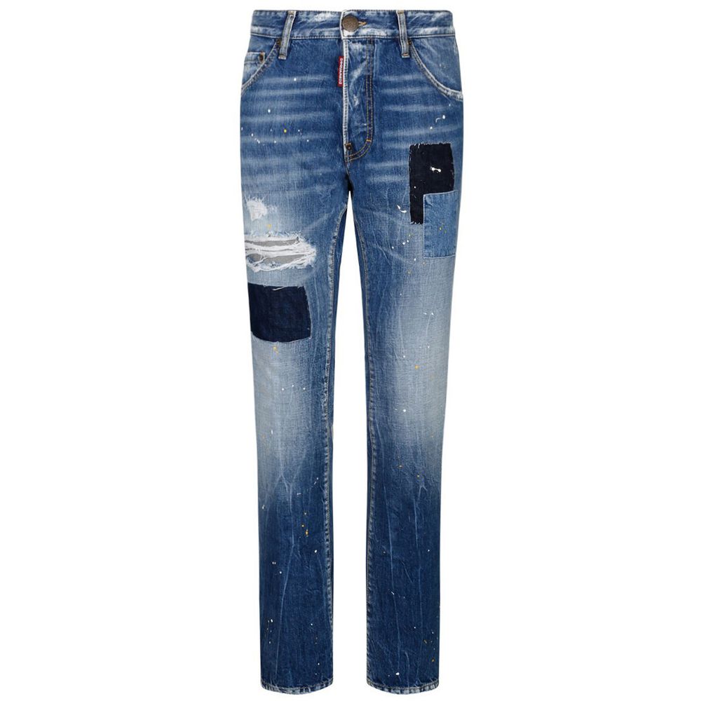 Dsquared² Blå bomulls herrjeans med slim fit