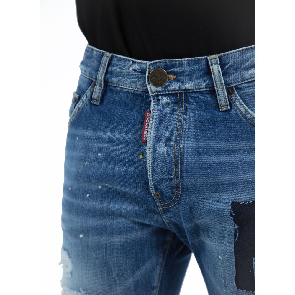 Dsquared² Blå bomulls herrjeans med slim fit
