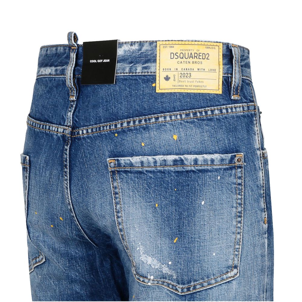 Dsquared² Blå bomulls herrjeans med slim fit
