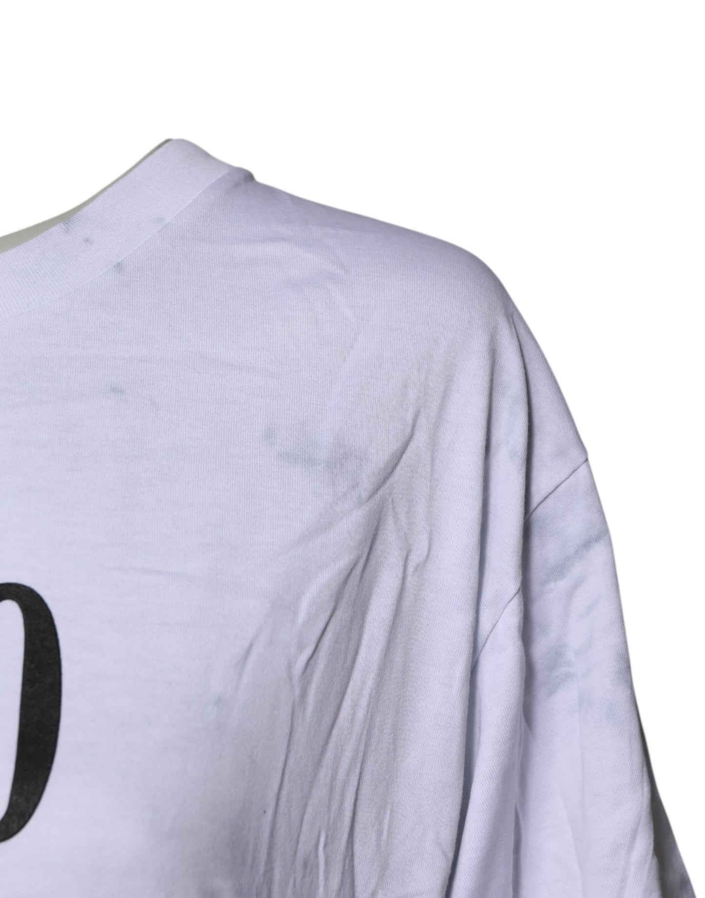 Dolce & Gabbana Vit Mönstrad Snörad Bomulls-T-shirt Med Rund Hals