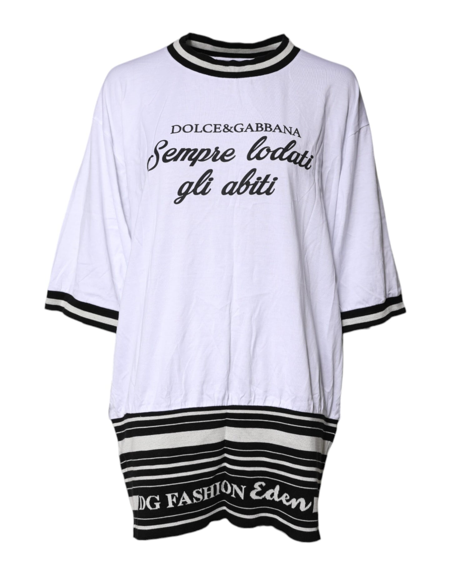 Dolce & Gabbana Vit Bomull DG Fashion Rundringad T-shirt