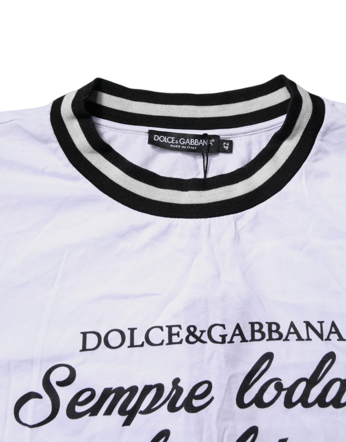Dolce & Gabbana Vit Bomull DG Fashion Rundringad T-shirt