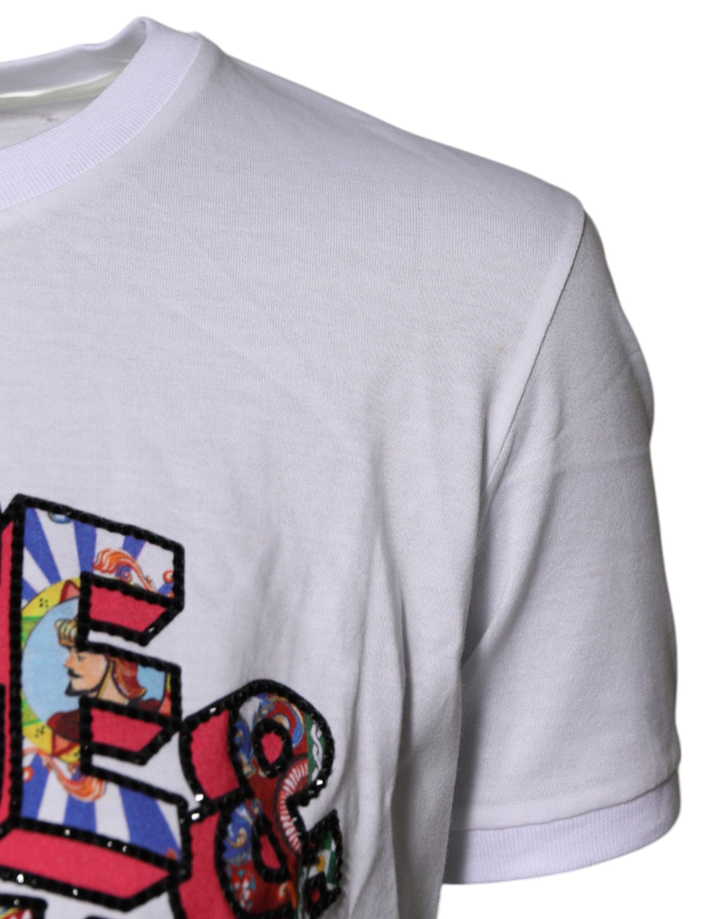 Dolce & Gabbana Vit bomulls-t-shirt med logotyp och rund halsringning