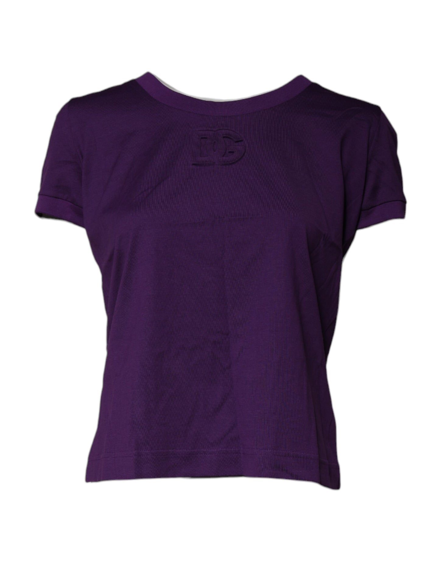 Dolce & Gabbana Violett bomulls-t-shirt med rund hals och korta ärmar