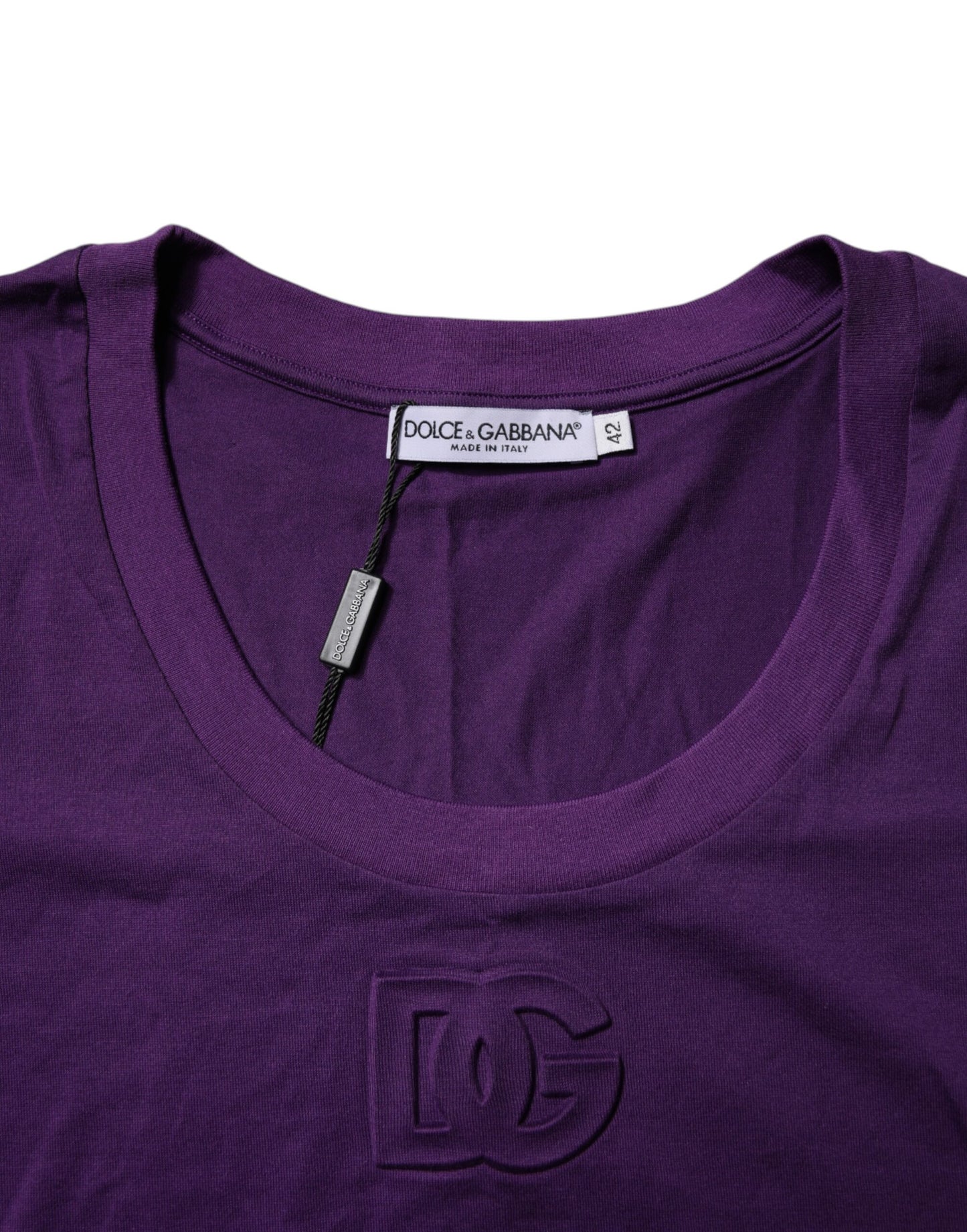 Dolce & Gabbana Violett bomulls-t-shirt med rund hals och korta ärmar