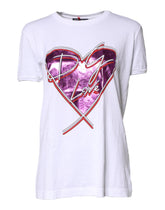 Dolce & Gabbana Hvit Trykt Bomullstopp-T-skjorte med Rund Hals