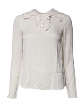 Dolce & Gabbana Cream Floral Lace Long Sleeves Blouse Top