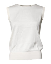 Dolce & Gabbana Cream Sleeveless Silk Round Neck Tank Top