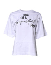 Dolce & Gabbana Hvit Trykt Bomullstopp-T-skjorte med Rund Hals