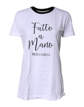 Dolce & Gabbana Hvit Trykt Topp Bomulls-T-skjorte med Rund Hals