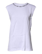 Dolce & Gabbana White Cotton Sleeveless Printed Tank T-shirt