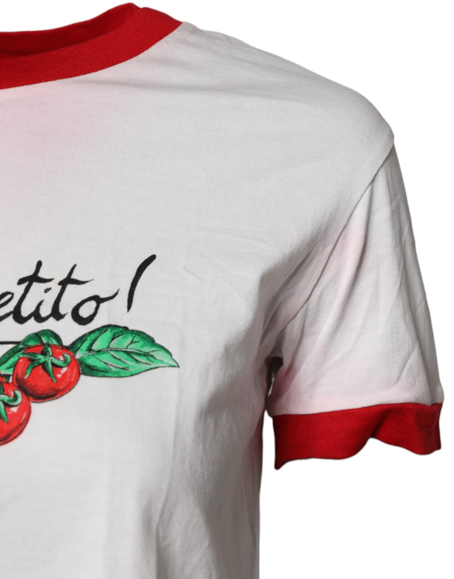 Dolce & Gabbana Vit Mönstrad Rundhalsad Cropped Topp T-shirt