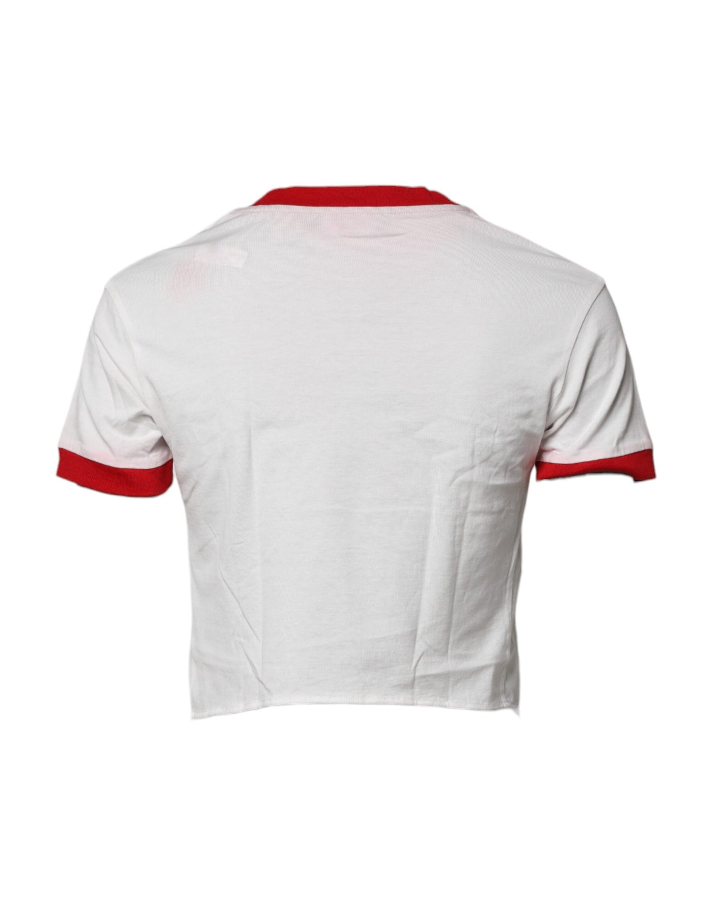 Dolce & Gabbana Vit Mönstrad Rundhalsad Cropped Topp T-shirt