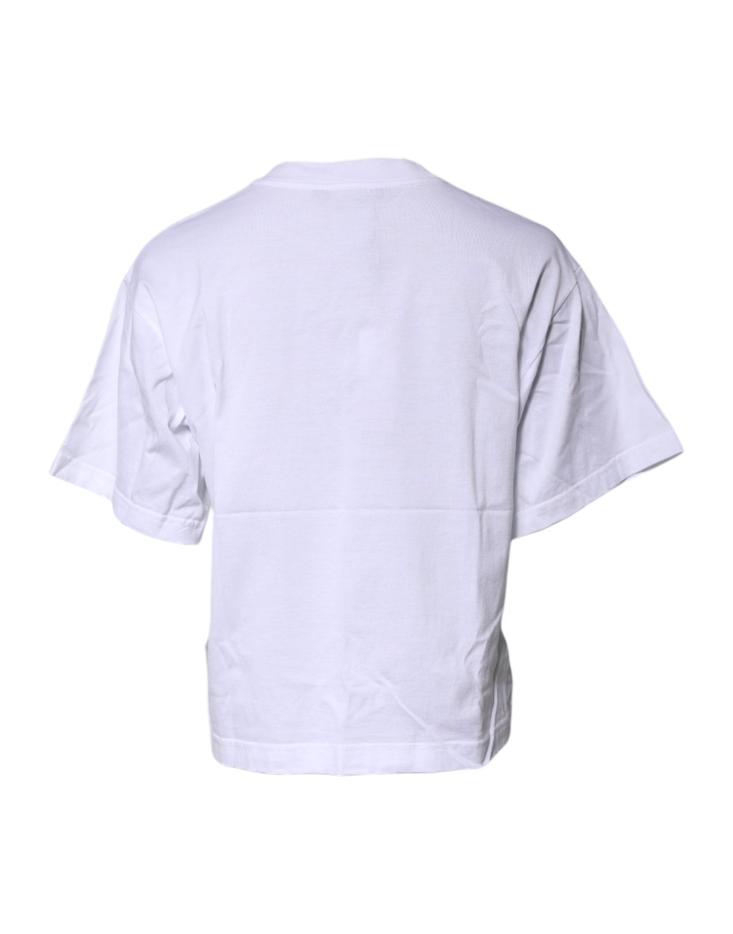 Dolce & Gabbana Vit Mönstrad Rundhalsad Topp i Bomull T-shirt