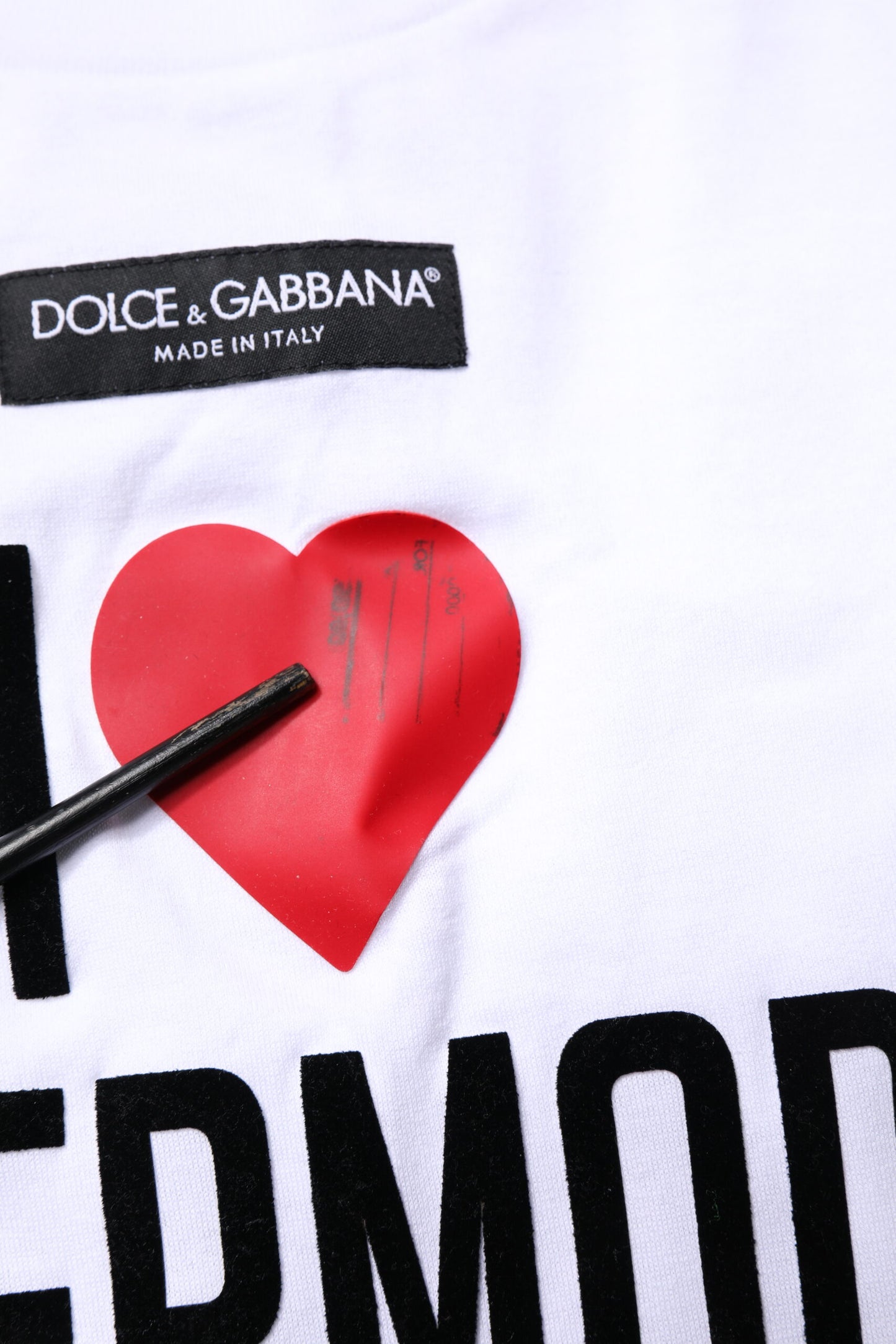 Dolce & Gabbana Vit Mönstrad Rundhalsad Topp i Bomull T-shirt