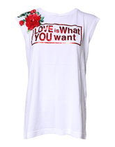 Dolce & Gabbana White Floral Graphic Print Sleeveless Tank Top