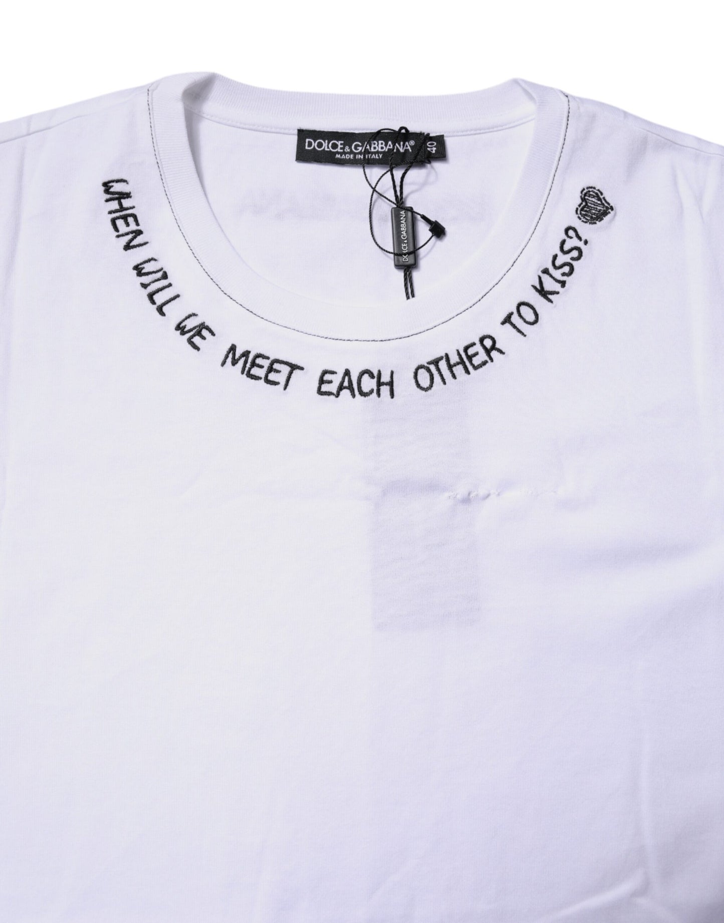 Dolce & Gabbana Vit bomullsärmlös linne-t-shirt med tryck
