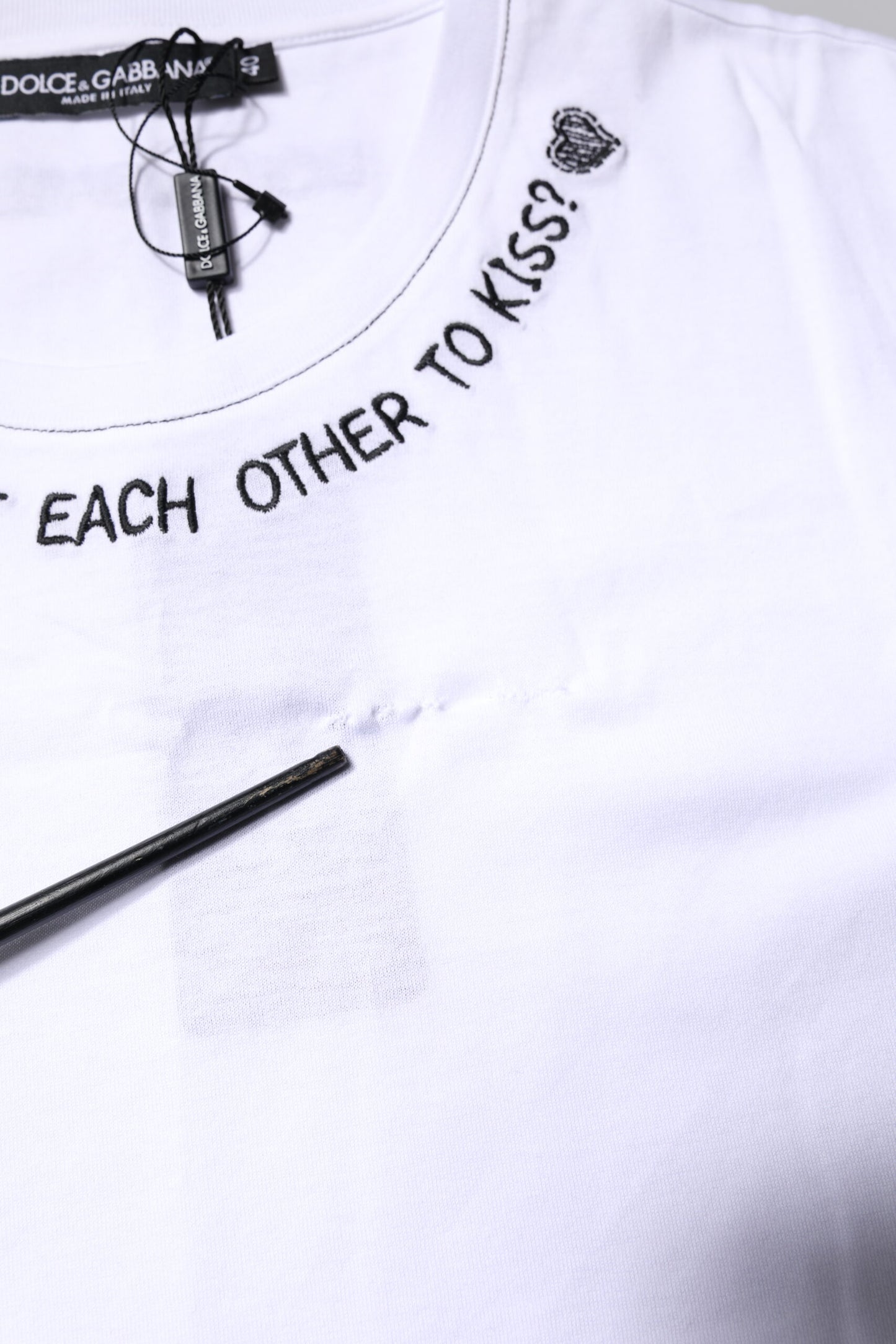 Dolce & Gabbana Vit bomullsärmlös linne-t-shirt med tryck