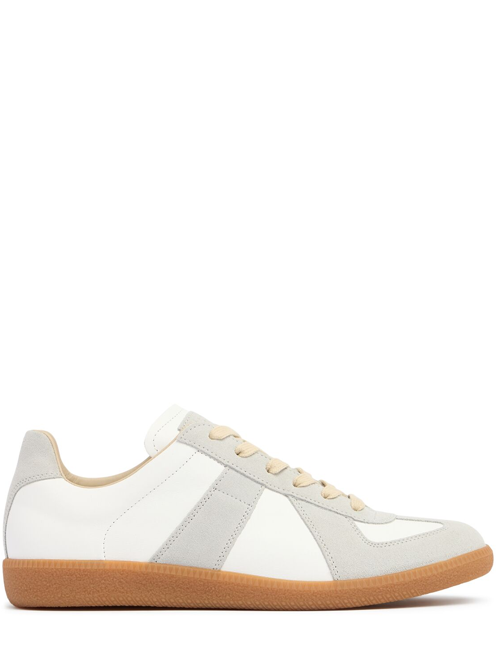 Låga sneakers i läder och mocka