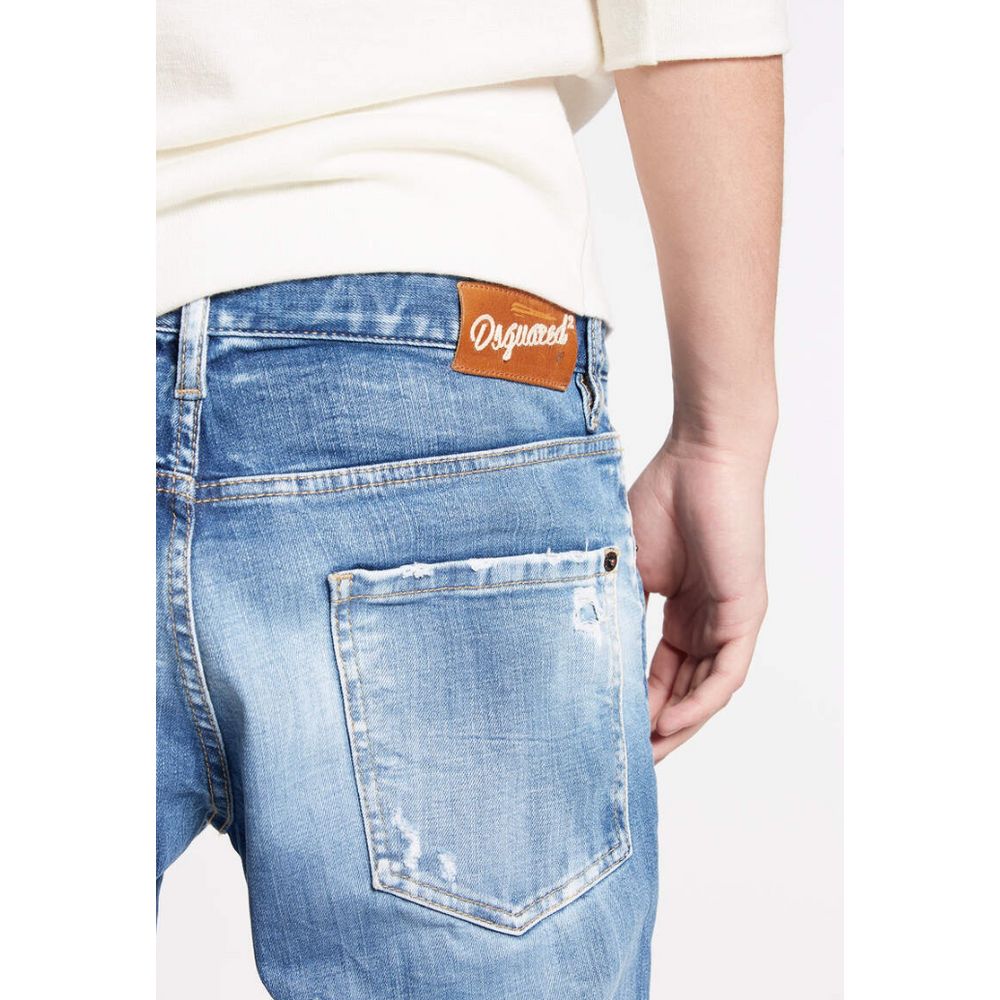 Dsquared² Blå bomulls herrjeans med smal passform
