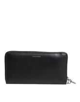 Dolce & Gabbana Black Blue Exotic Leather Embossed Continental Wallet