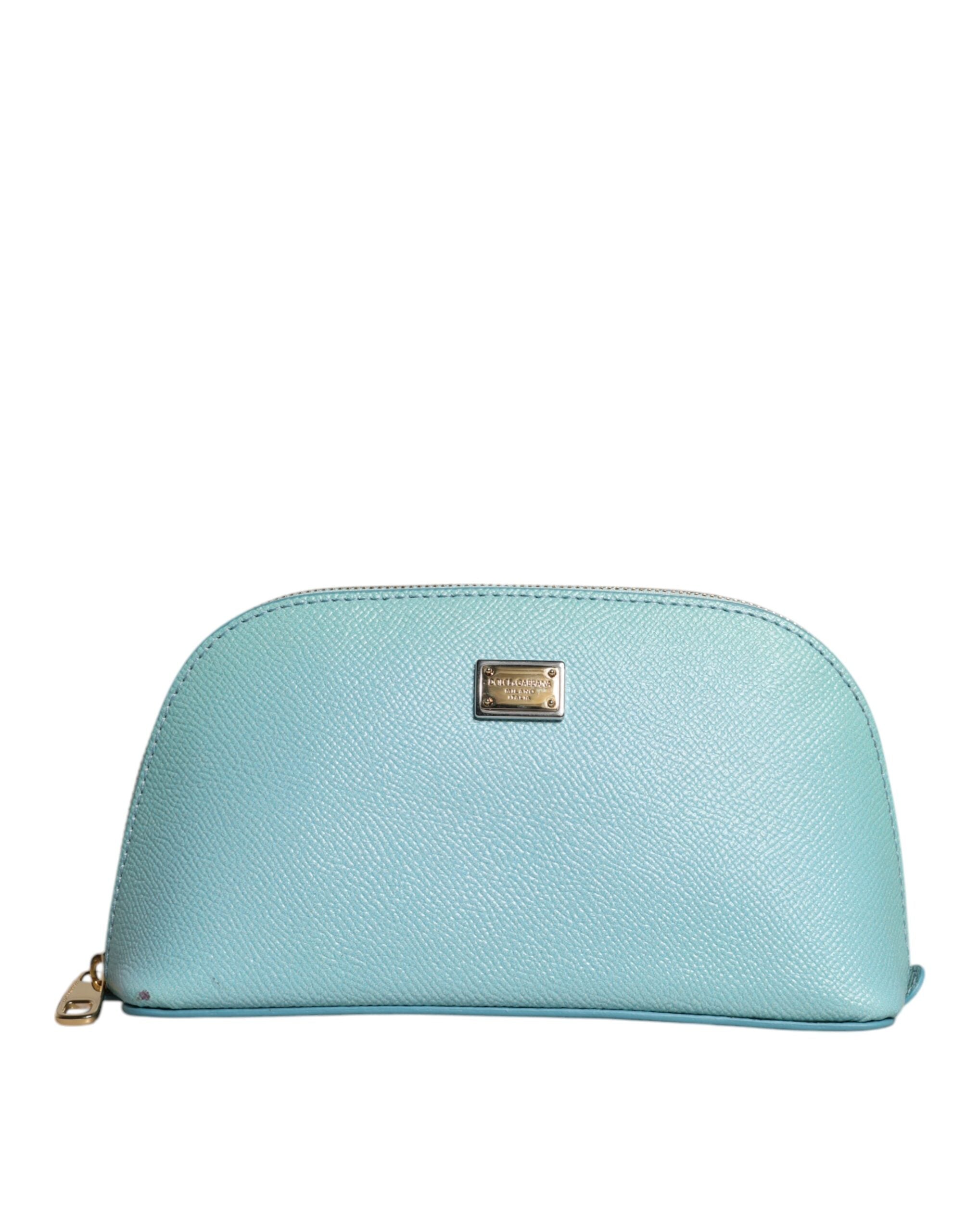 Lyseblå skinnveske Clutch Mini Purse Pouch Bag