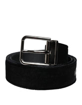 Dolce & Gabbana Black Cotton Silver Tone Metal Buckle Belt