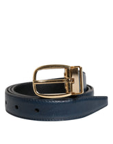 Dolce & Gabbana Blue Leather Metal Buckle Classic Belt