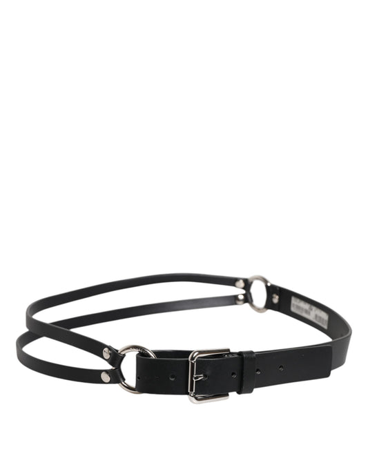 Dolce & Gabbana Black Leather Classic Metal Logo Buckle Belt