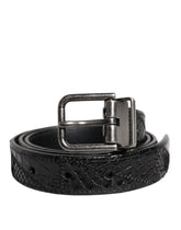 Dolce & Gabbana Black Exotic Leather Metal Logo Buckle Belt
