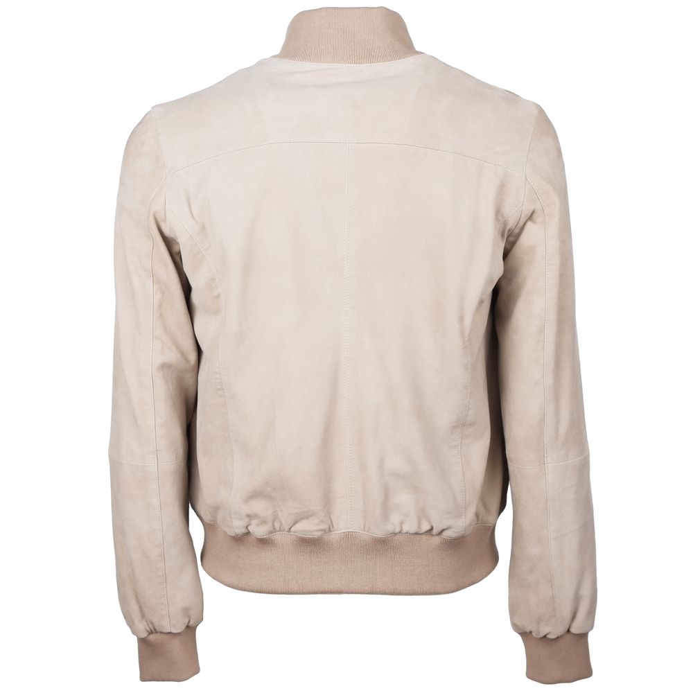 Emilio Romanelli Beige kalvskinnsjacka för män