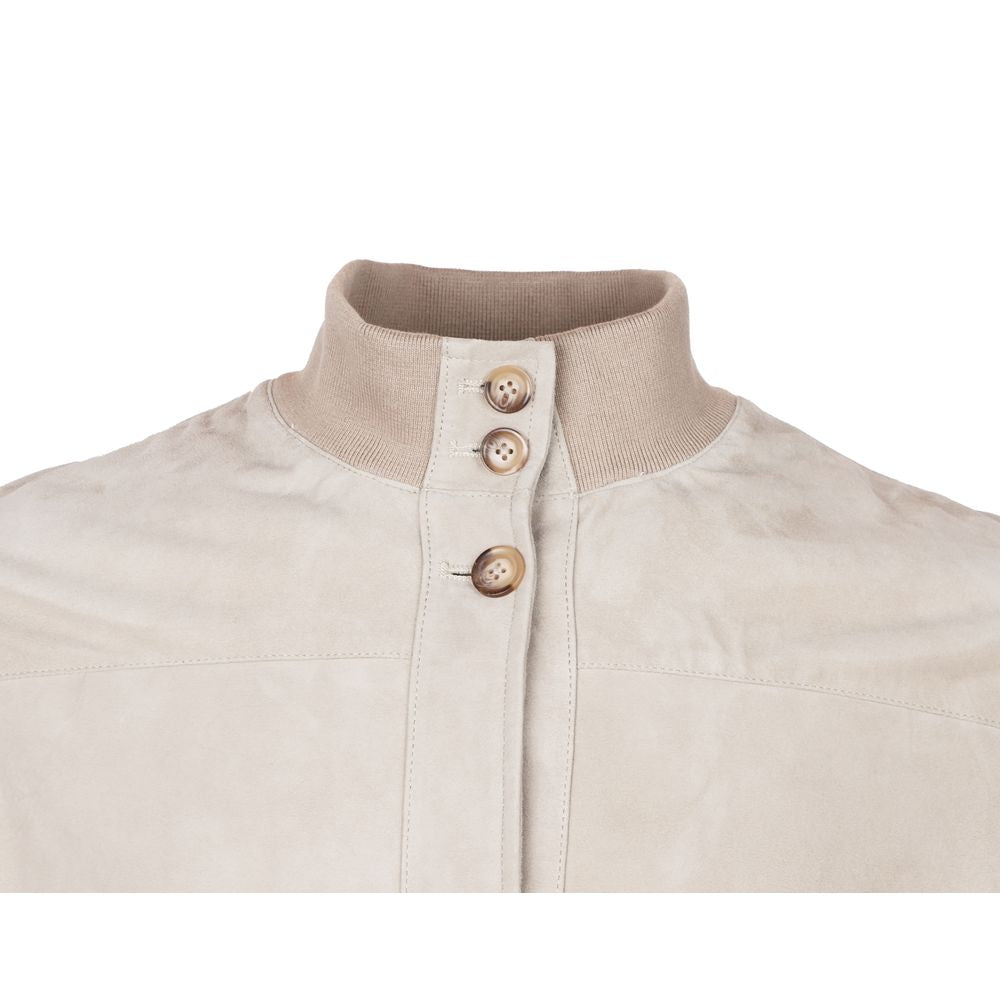Emilio Romanelli Beige kalvskinnsjacka för män