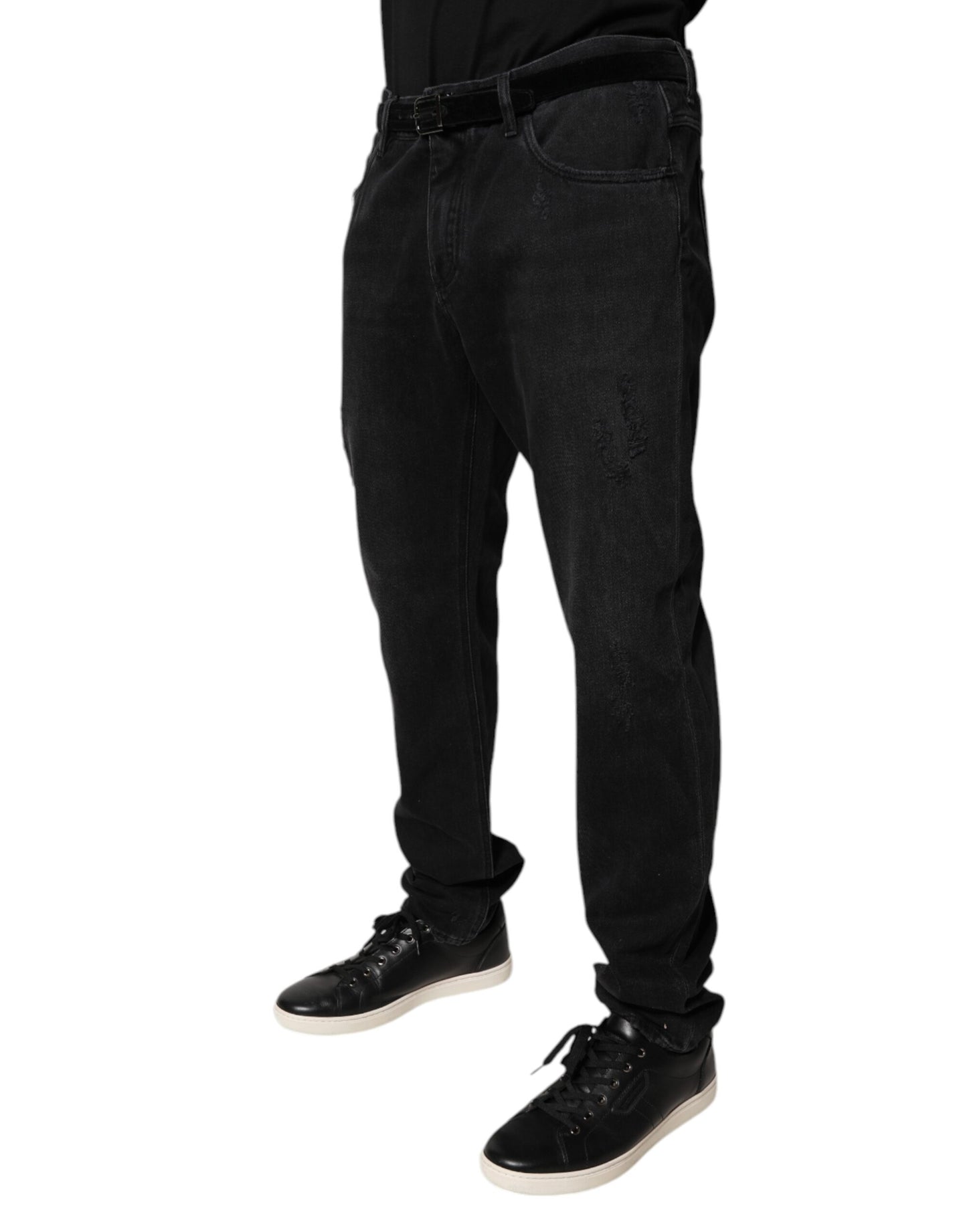 Dolce & Gabbana Svarta Bomulls Skinny Herrjeans