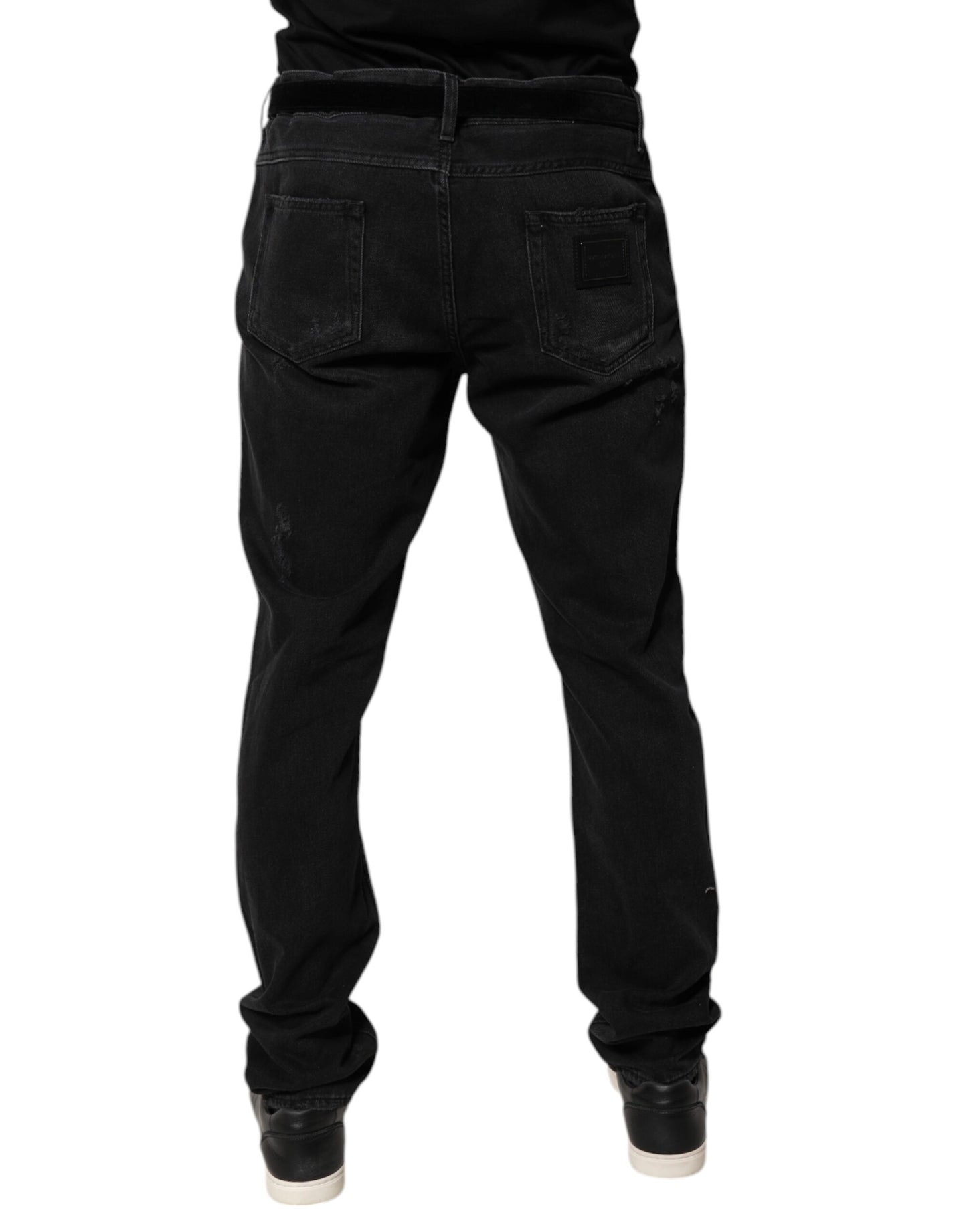 Dolce & Gabbana Svarta Bomulls Skinny Herrjeans