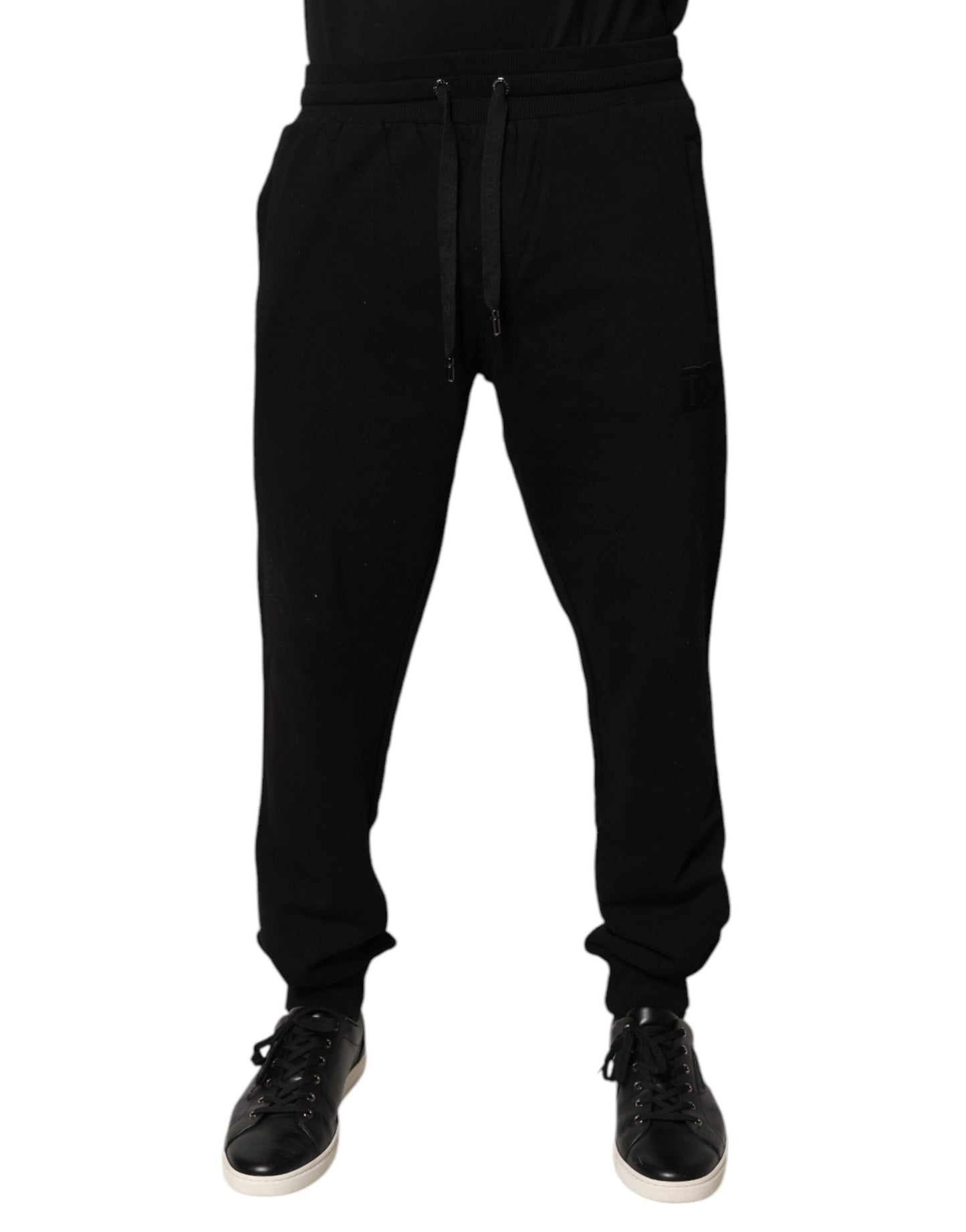 Dolce & Gabbana Svarte Bomulls Joggebukser med Høy Livslengde