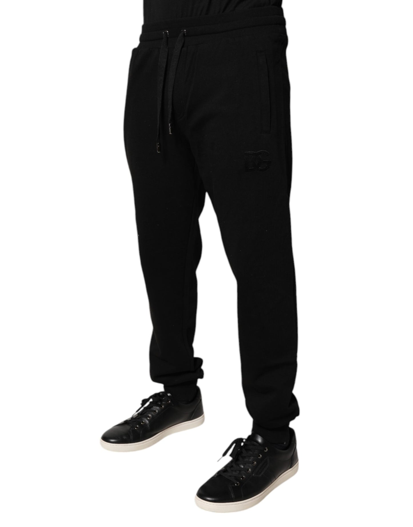 Dolce & Gabbana Svarte Bomulls Joggebukser med Høy Livslengde