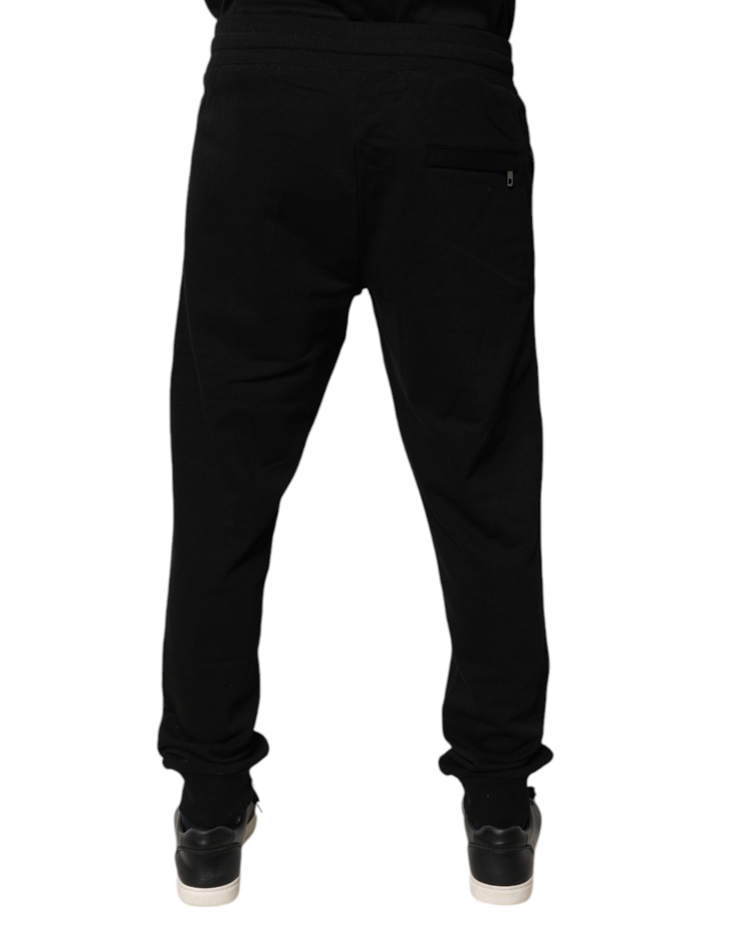 Dolce & Gabbana Svarte Bomulls Joggebukser med Høy Livslengde