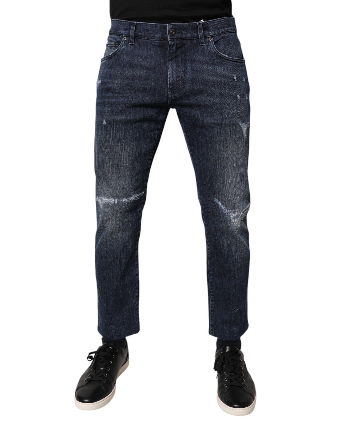 Dolce & Gabbana Blå Bomullsstretch Skinny Herrjeans