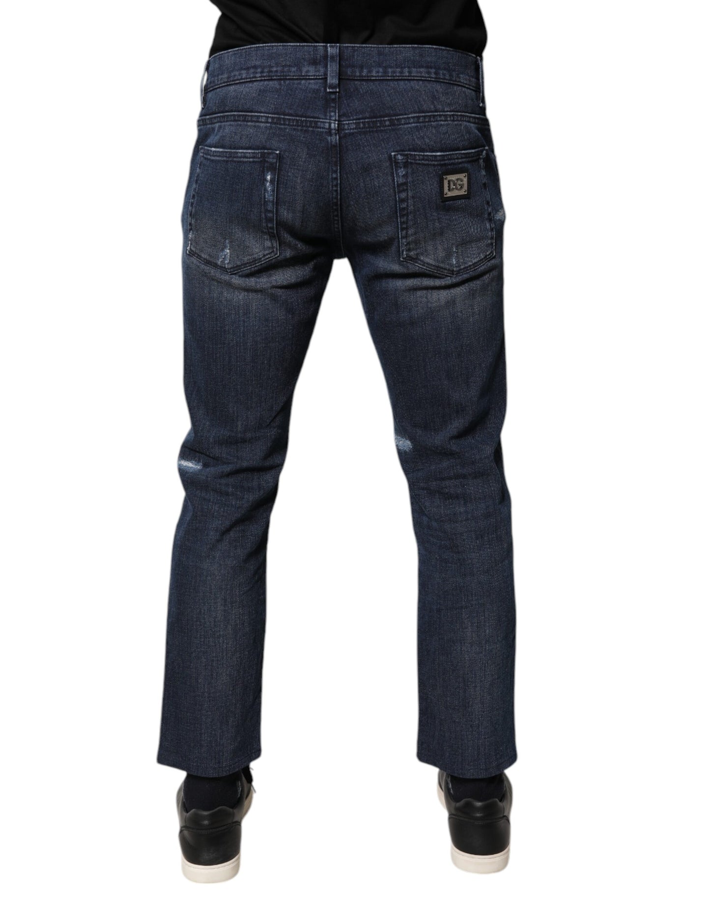 Dolce & Gabbana Blå Bomullsstretch Skinny Herrjeans