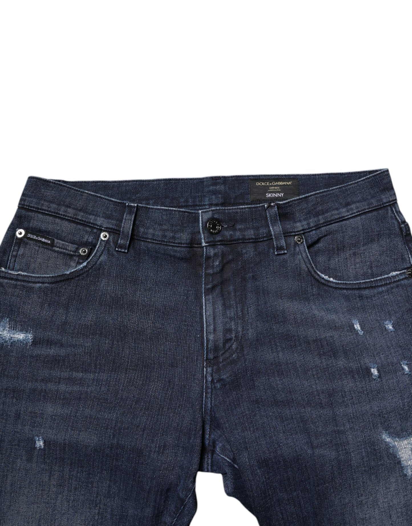 Dolce & Gabbana Blå Bomullsstretch Skinny Herrjeans