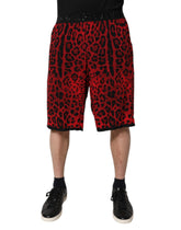 Dolce & Gabbana Red Leopard Print Viscose Bermuda Shorts