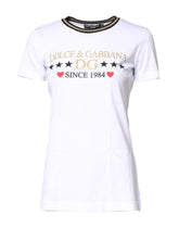 Dolce & Gabbana White Graphic Print Cotton Crew Neck T-shirt