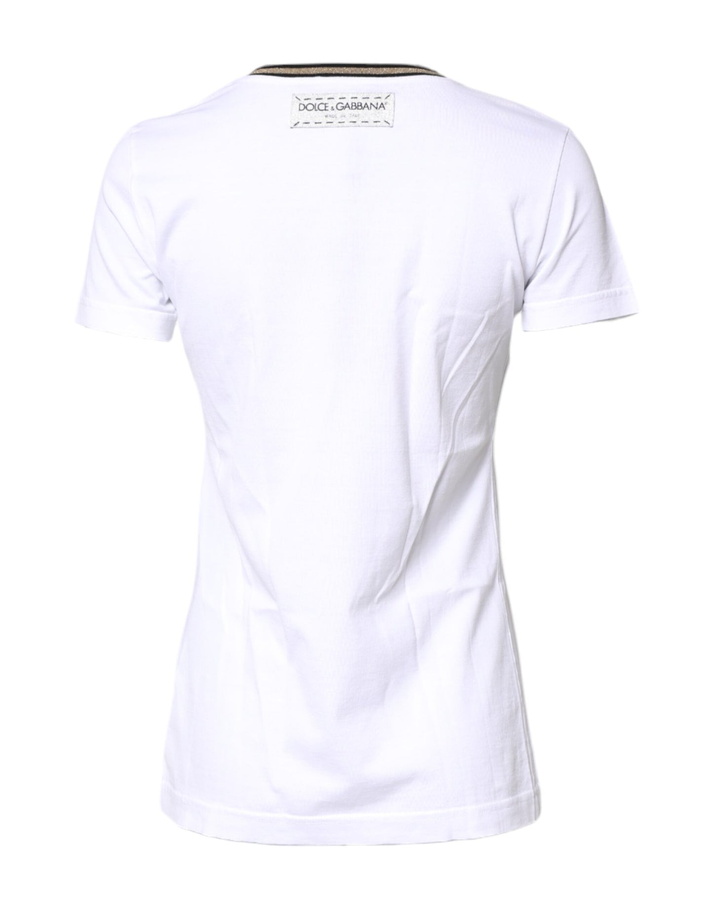 Dolce & Gabbana Vit T-shirt med rund hals och grafiskt tryck i bomull