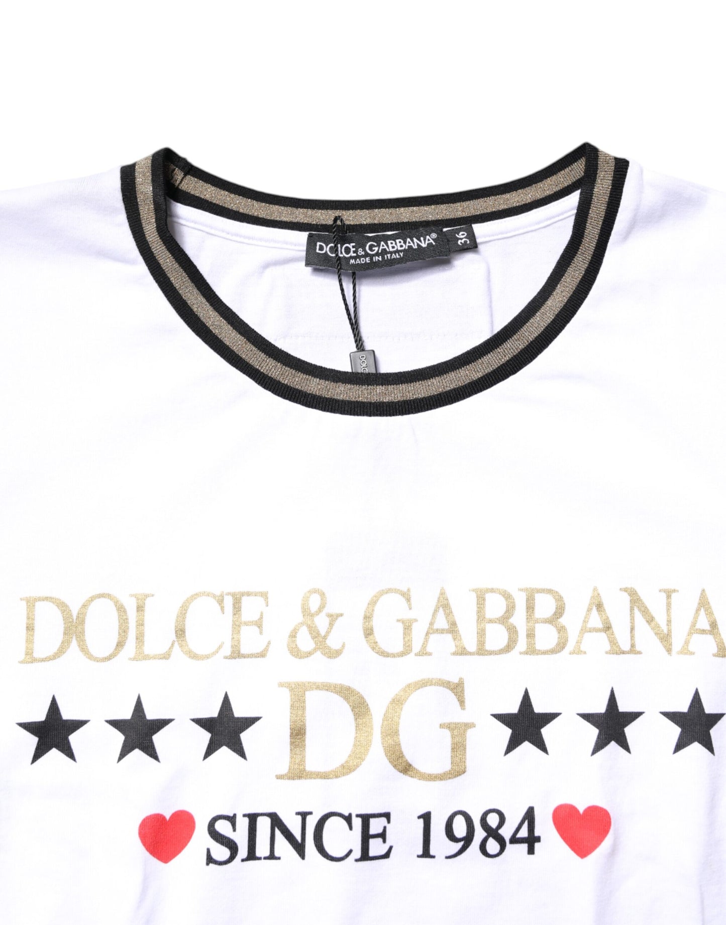 Dolce & Gabbana Vit T-shirt med rund hals och grafiskt tryck i bomull
