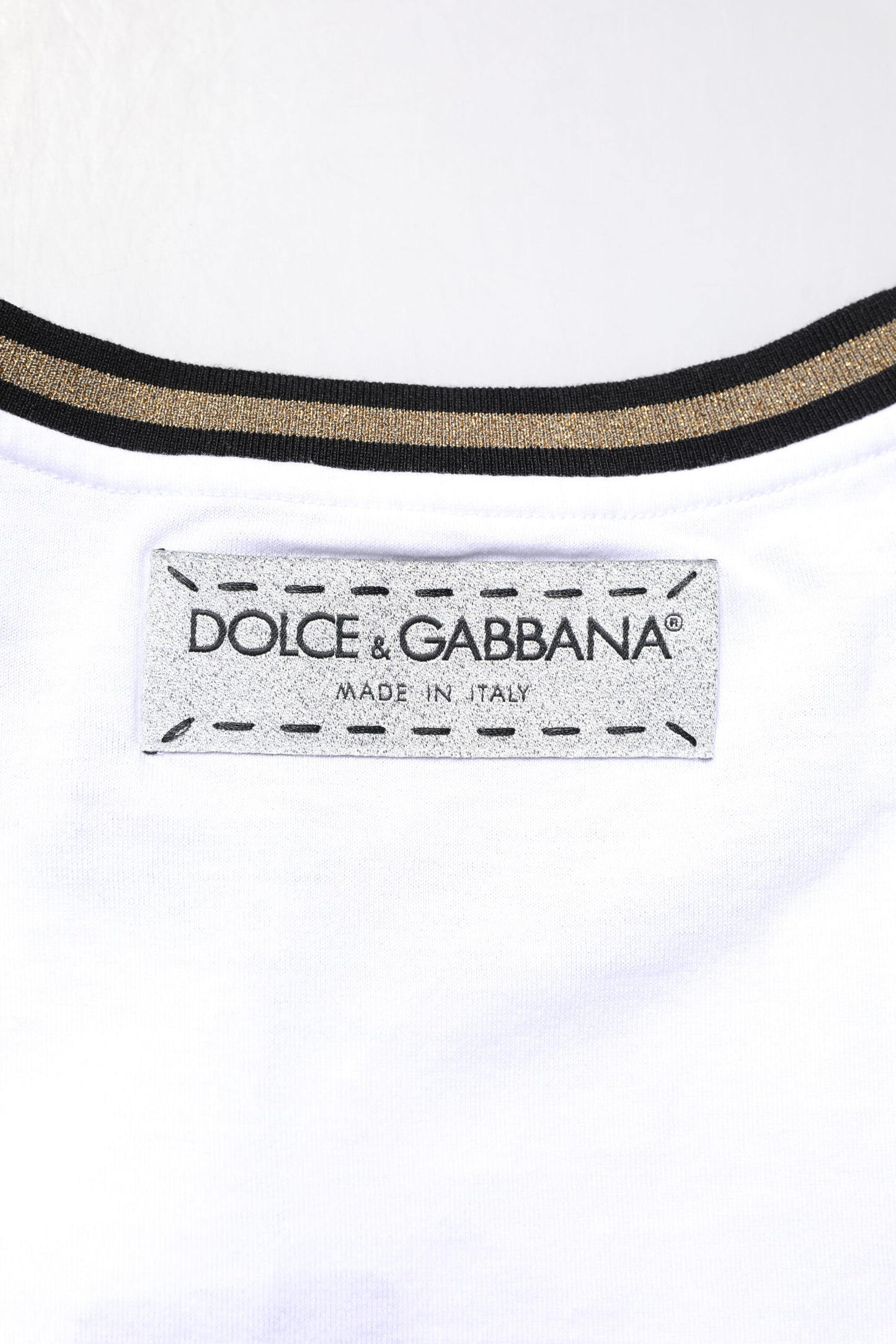 Dolce & Gabbana Vit T-shirt med rund hals och grafiskt tryck i bomull
