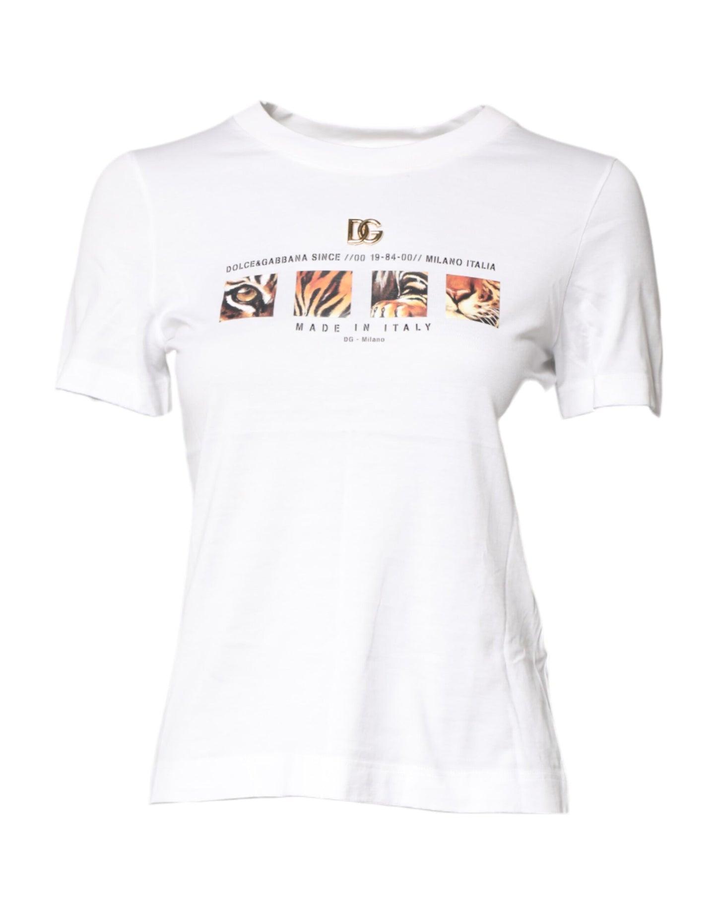 Dolce & Gabbana Vit bomulls-t-shirt med grafiskt tryck och rund halsringning