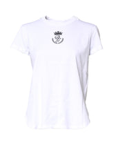 Dolce & Gabbana White Logo Crown Cotton Crew Neck T-shirt