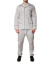 Dolce & Gabbana White Black Stripes Cotton Men Pajama Set Sleepwear
