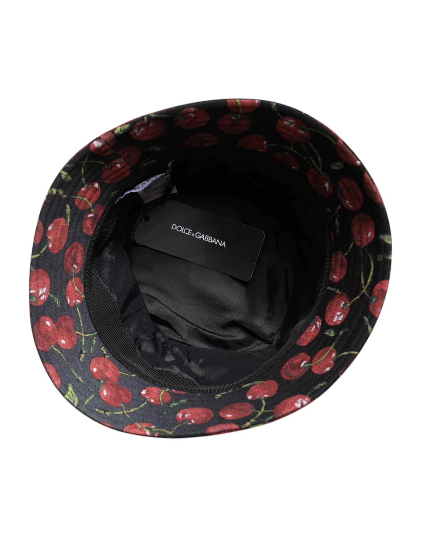Dolce & Gabbana Svart Bomullsmönstrad Bucket Hatt med Bred Brätte